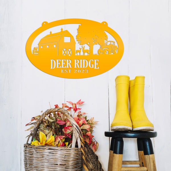 deer farm metal sign