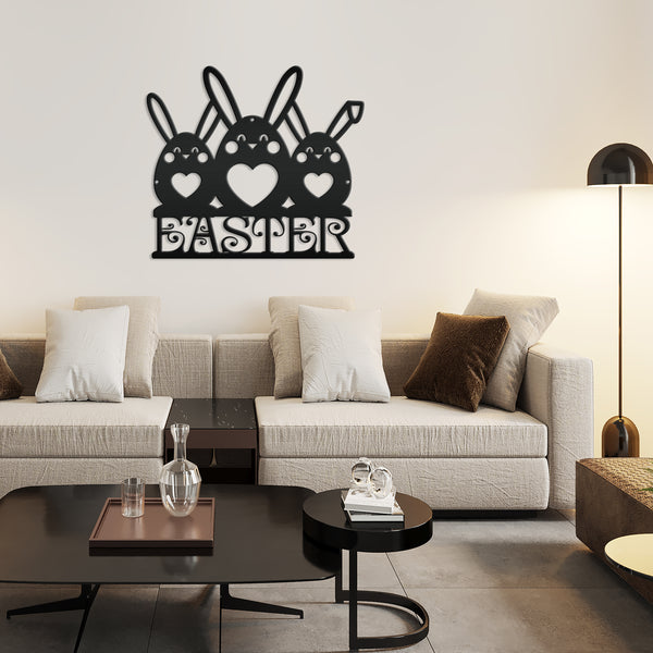 Easter Bunnies Metal Sign- Easter Bunny Decor-Easter Bunny Wall Art-Decor- Easter Themed - Easter Hanging wall decor