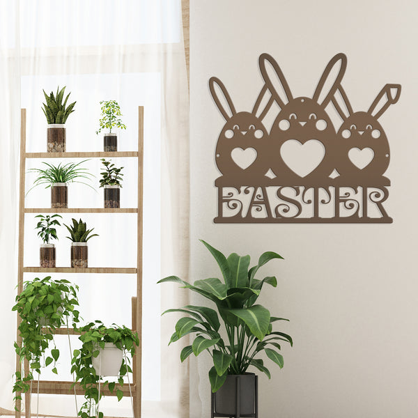 Easter Bunnies Metal Sign- Easter Bunny Decor-Easter Bunny Wall Art-Decor- Easter Themed - Easter Hanging wall decor