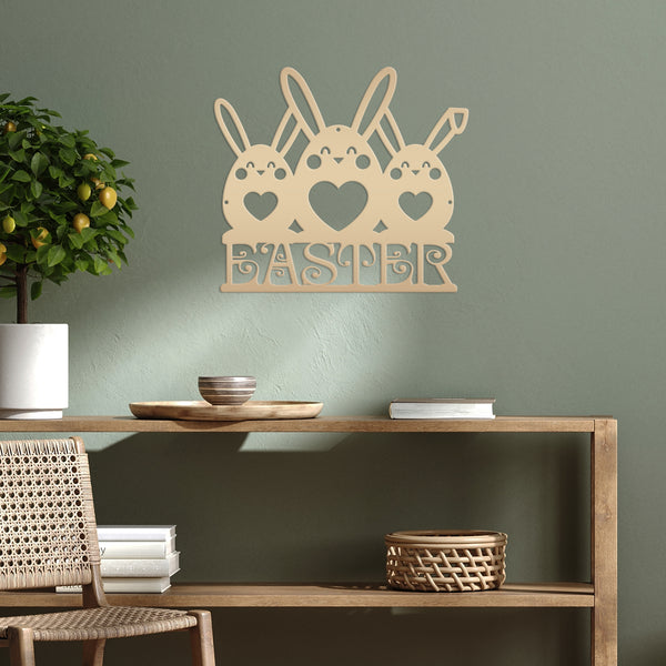 Easter Bunnies Metal Sign- Easter Bunny Decor-Easter Bunny Wall Art-Decor- Easter Themed - Easter Hanging wall decor