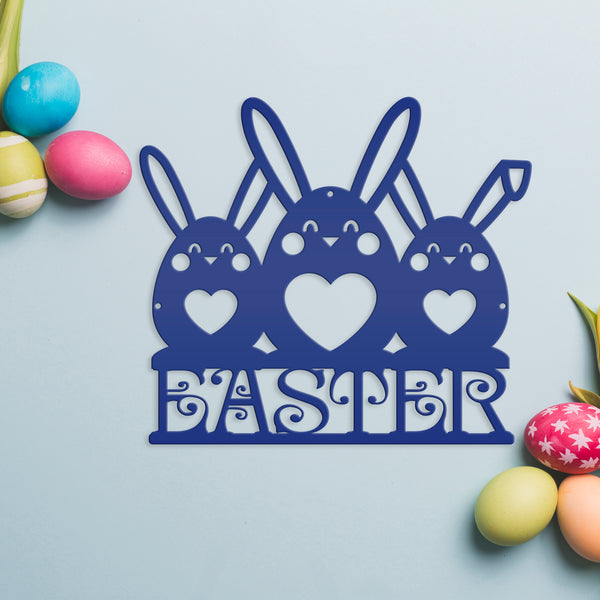 Easter Bunnies Metal Sign- Easter Bunny Decor-Easter Bunny Wall Art-Decor- Easter Themed - Easter Hanging wall decor