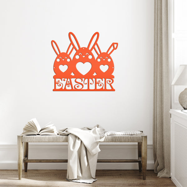 Easter Bunnies Metal Sign- Easter Bunny Decor-Easter Bunny Wall Art-Decor- Easter Themed - Easter Hanging wall decor