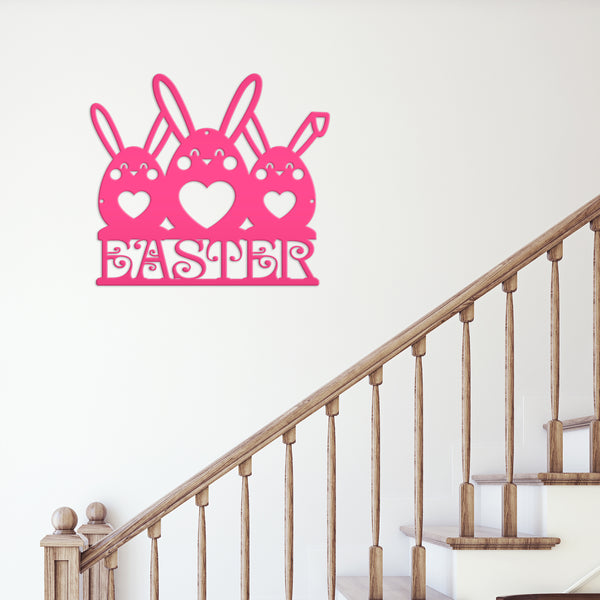 Easter Bunnies Metal Sign- Easter Bunny Decor-Easter Bunny Wall Art-Decor- Easter Themed - Easter Hanging wall decor