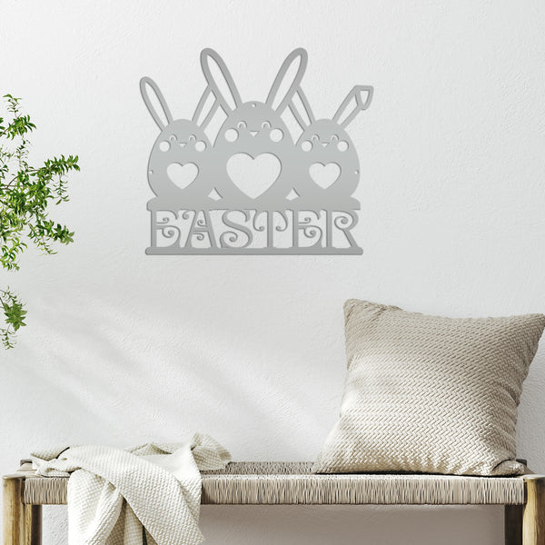 Easter Bunnies Metal Sign- Easter Bunny Decor-Easter Bunny Wall Art-Decor- Easter Themed - Easter Hanging wall decor