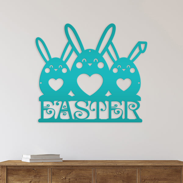 Easter Bunnies Metal Sign- Easter Bunny Decor-Easter Bunny Wall Art-Decor- Easter Themed - Easter Hanging wall decor