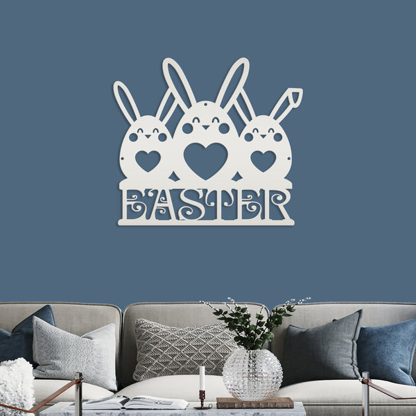 Easter Bunnies Metal Sign- Easter Bunny Decor-Easter Bunny Wall Art-Decor- Easter Themed - Easter Hanging wall decor