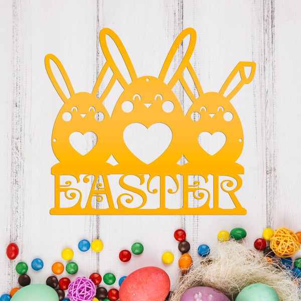 Easter Bunnies Metal Sign- Easter Bunny Decor-Easter Bunny Wall Art-Decor- Easter Themed - Easter Hanging wall decor
