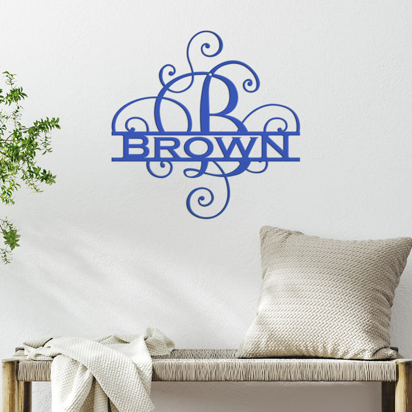 Custom Last Name Sign, Personalized Wedding Gift, Swirled Name Sign