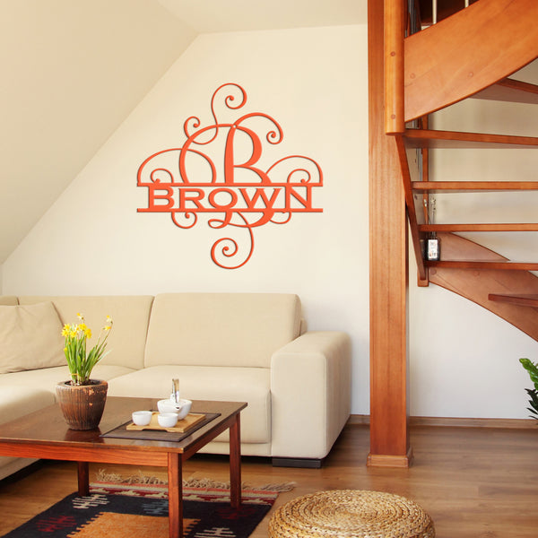 Custom Last Name Sign, Personalized Wedding Gift, Swirled Name Sign