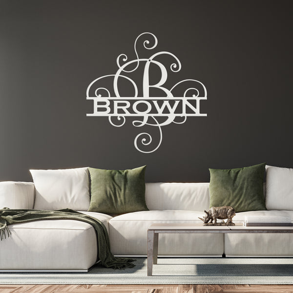 Custom Last Name Sign, Personalized Wedding Gift, Swirled Name Sign