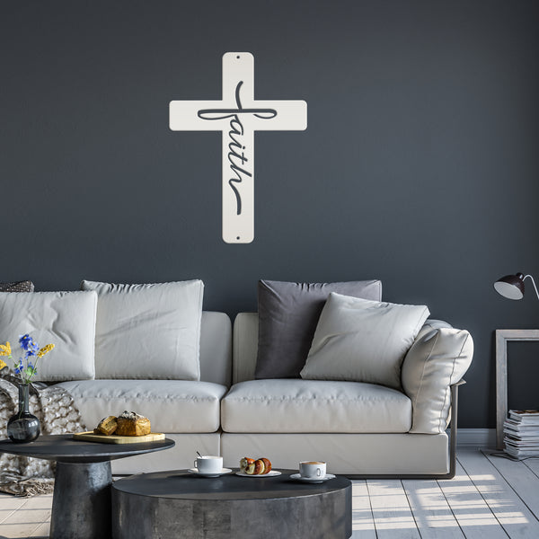 faith metal cross sign 