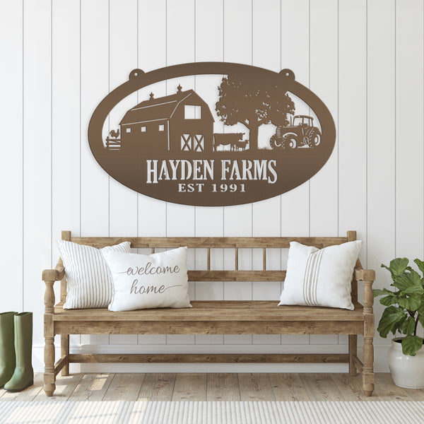 Personalized Oval Farm Sign with Family name and Established Date,  Family Farm Wall Decor, Farm Wall Decor, Farm Scene Wall Decor, Gift for Farmer, Fathers Day