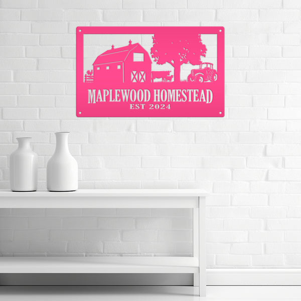 Custom Farm Metal Sign - Personalized Farmhouse Decor - Rustic Entryway Art - Charming Laser Cut Farming Signs - Cute Homestead Wall Hanging