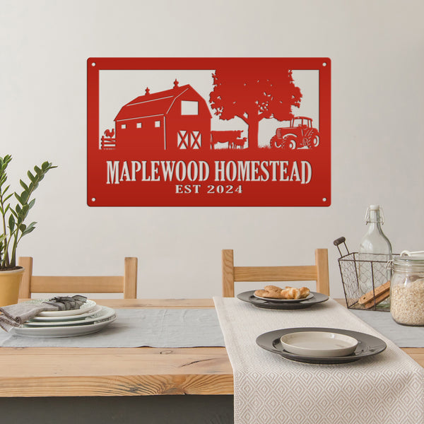 Custom Farm Metal Sign - Personalized Farmhouse Decor - Rustic Entryway Art - Charming Laser Cut Farming Signs - Cute Homestead Wall Hanging