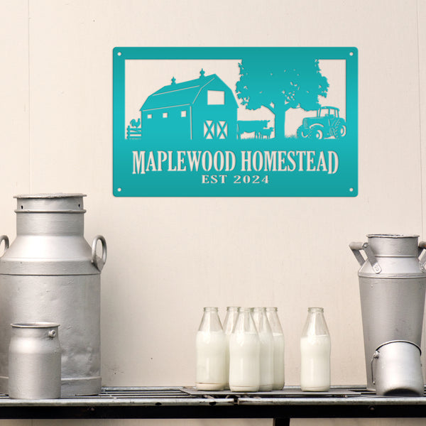 Custom Farm Metal Sign - Personalized Farmhouse Decor - Rustic Entryway Art - Charming Laser Cut Farming Signs - Cute Homestead Wall Hanging