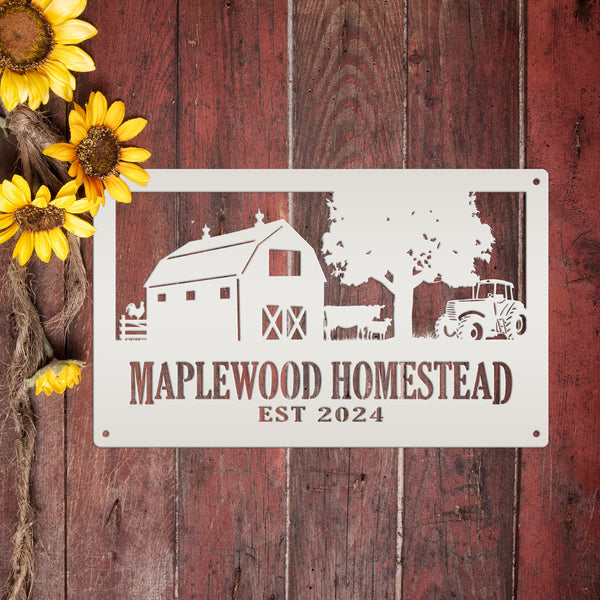Custom Farm Metal Sign - Personalized Farmhouse Decor - Rustic Entryway Art - Charming Laser Cut Farming Signs - Cute Homestead Wall Hanging