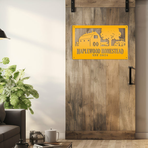 Custom Farm Metal Sign - Personalized Farmhouse Decor - Rustic Entryway Art - Charming Laser Cut Farming Signs - Cute Homestead Wall Hanging