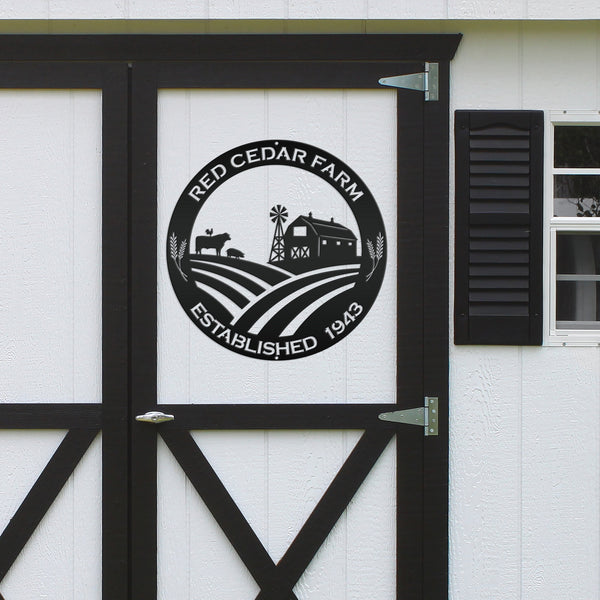 Farm Name Custom Metal Sign, Farmhouse Wall Decor & Art, Farm Decor & Signs, Farm Scene Custom Metal Sign