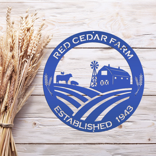 Farm Name Custom Metal Sign, Farmhouse Wall Decor & Art, Farm Decor & Signs, Farm Scene Custom Metal Sign
