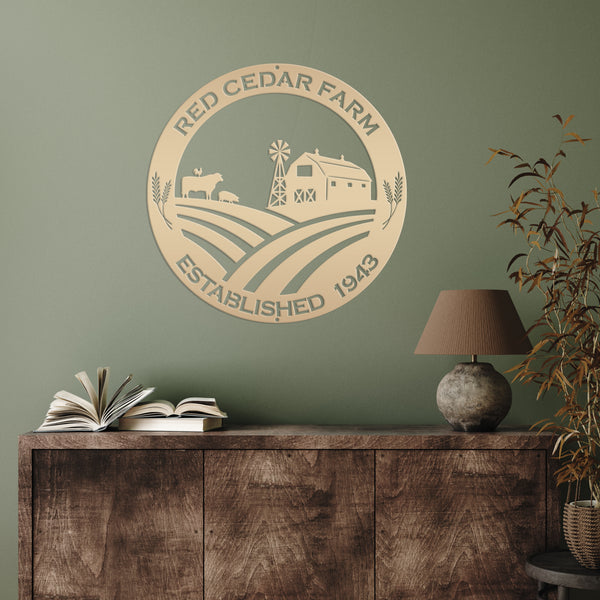 Farm Name Custom Metal Sign, Farmhouse Wall Decor & Art, Farm Decor & Signs, Farm Scene Custom Metal Sign