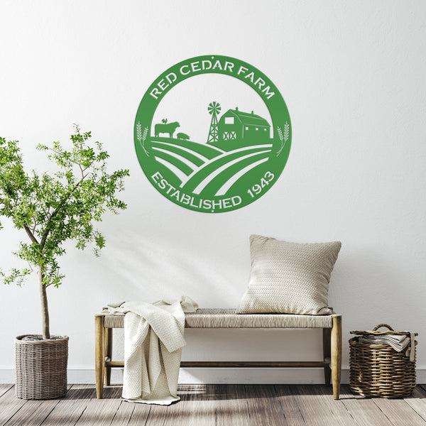 Farm Name Custom Metal Sign, Farmhouse Wall Decor & Art, Farm Decor & Signs, Farm Scene Custom Metal Sign