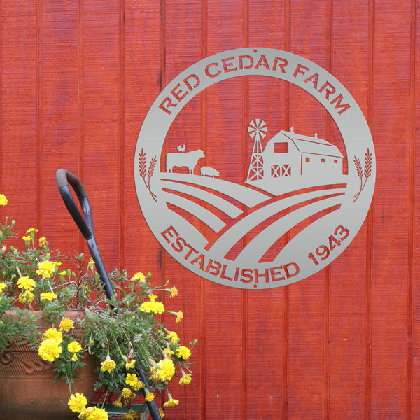 Farm Name Custom Metal Sign, Farmhouse Wall Decor & Art, Farm Decor & Signs, Farm Scene Custom Metal Sign