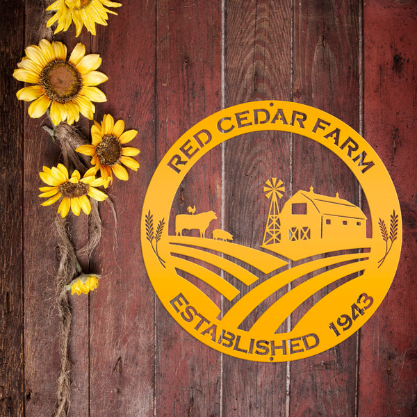 Farm Name Custom Metal Sign, Farmhouse Wall Decor & Art, Farm Decor & Signs, Farm Scene Custom Metal Sign
