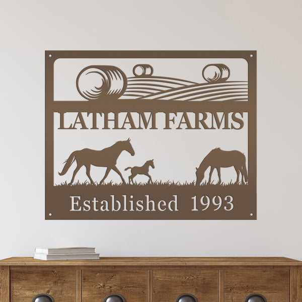 Personalized Horse Farm Scene Metal Sign, Horse Farm Scene Sign Wall Decor, Horse Lovers, Horse Gift, Horse Farm Scene Wall Art, Farmhouse Wall Decor, Horse Farm Wall Decor, Horse Farm, Horse Girl