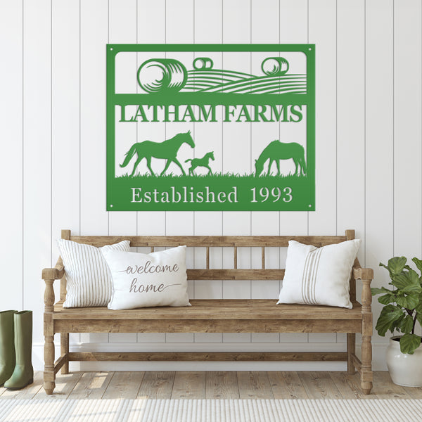 Personalized Horse Farm Scene Metal Sign, Horse Farm Scene Sign Wall Decor, Horse Lovers, Horse Gift, Horse Farm Scene Wall Art, Farmhouse Wall Decor, Horse Farm Wall Decor, Horse Farm, Horse Girl