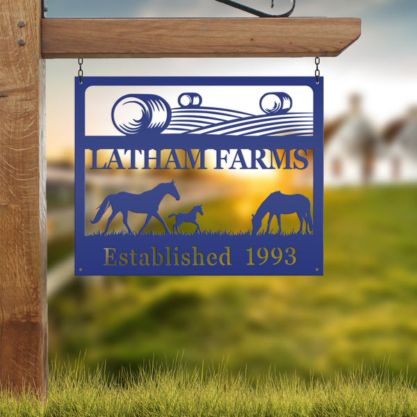 Personalized Horse Farm Scene Metal Sign, Horse Farm Scene Sign Wall Decor, Horse Lovers, Horse Gift, Horse Farm Scene Wall Art, Farmhouse Wall Decor, Horse Farm Wall Decor, Horse Farm, Horse Girl