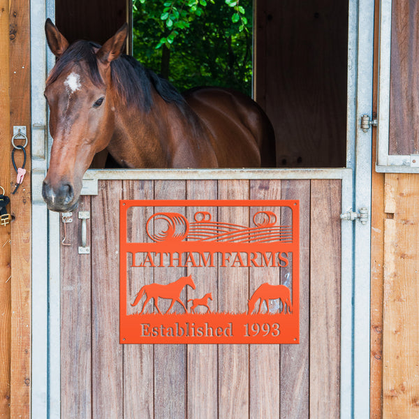 Personalized Horse Farm Scene Metal Sign, Horse Farm Scene Sign Wall Decor, Horse Lovers, Horse Gift, Horse Farm Scene Wall Art, Farmhouse Wall Decor, Horse Farm Wall Decor, Horse Farm, Horse Girl