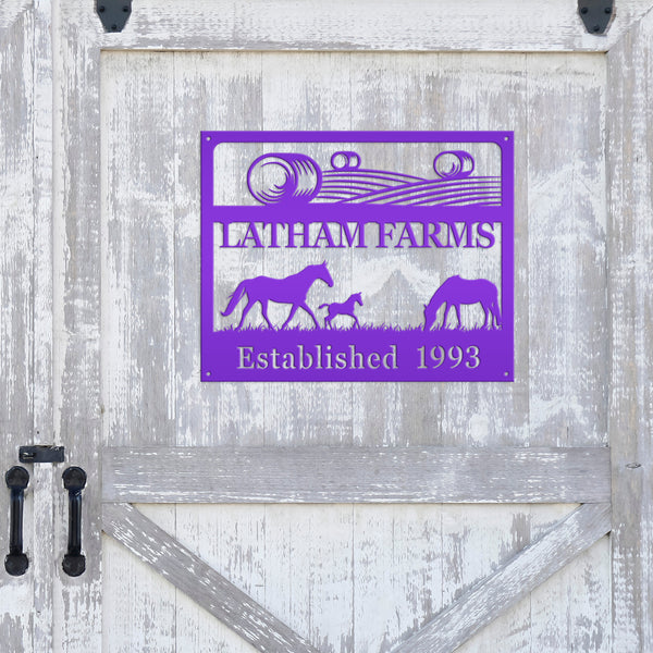 Personalized Horse Farm Scene Metal Sign, Horse Farm Scene Sign Wall Decor, Horse Lovers, Horse Gift, Horse Farm Scene Wall Art, Farmhouse Wall Decor, Horse Farm Wall Decor, Horse Farm, Horse Girl