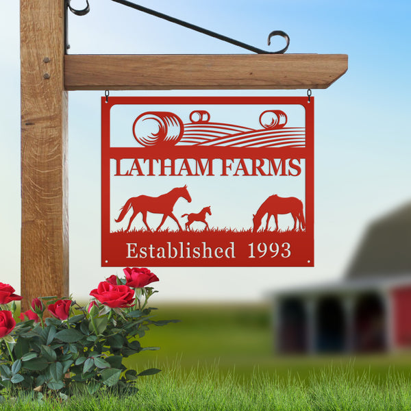 Personalized Horse Farm Scene Metal Sign, Horse Farm Scene Sign Wall Decor, Horse Lovers, Horse Gift, Horse Farm Scene Wall Art, Farmhouse Wall Decor, Horse Farm Wall Decor, Horse Farm, Horse Girl