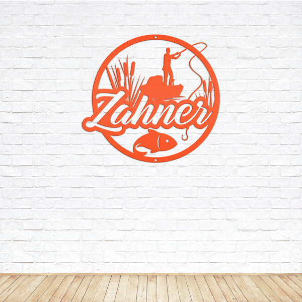 Personalized Lake Fishing Scene Metal Sign - Indoor Outdoor - Fishing Theme Decor