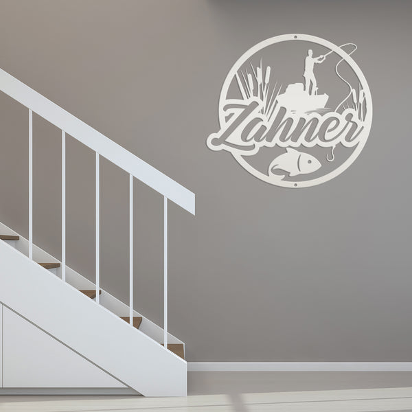 Personalized Lake Fishing Scene Metal Sign - Indoor Outdoor - Fishing Theme Decor