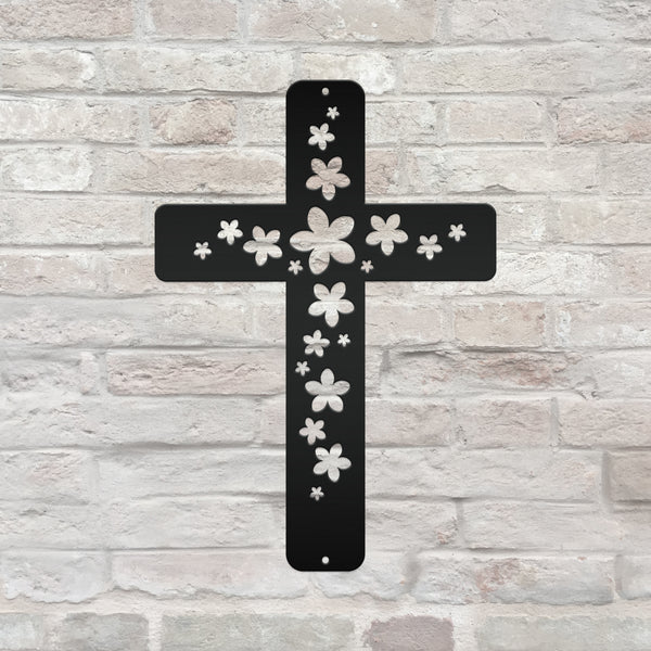 Flower Cross Metal Sign-Cross Wall Art-