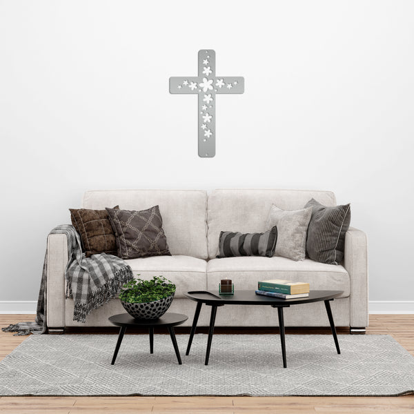 Flower Cross Metal Sign-Cross Wall Art-