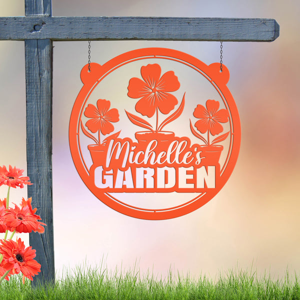 Personalized Flower Garden Metal Sign, Custom Mother's Day Gift, Hanging Garden Sign, Gift for the Gardener, Gift For Mom