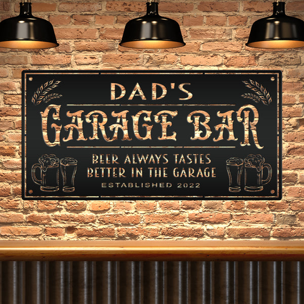 Custom Garage Bar Sign With Last Name Personalized Metal Garage Sign for Garage or Shop Signage For Man Cave Decor Father's Day Gift Idea