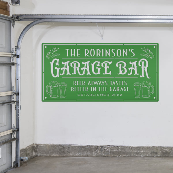 Custom Garage Bar Sign With Last Name Personalized Metal Garage Sign for Garage or Shop Signage For Man Cave Decor Father's Day Gift Idea