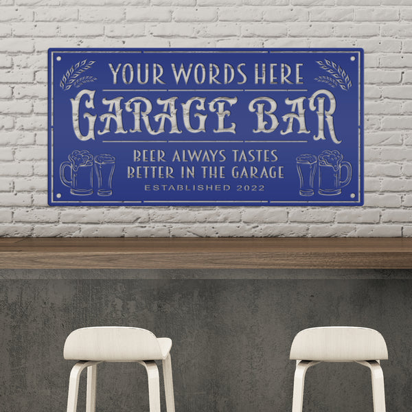 Custom Garage Bar Sign With Last Name Personalized Metal Garage Sign for Garage or Shop Signage For Man Cave Decor Father's Day Gift Idea