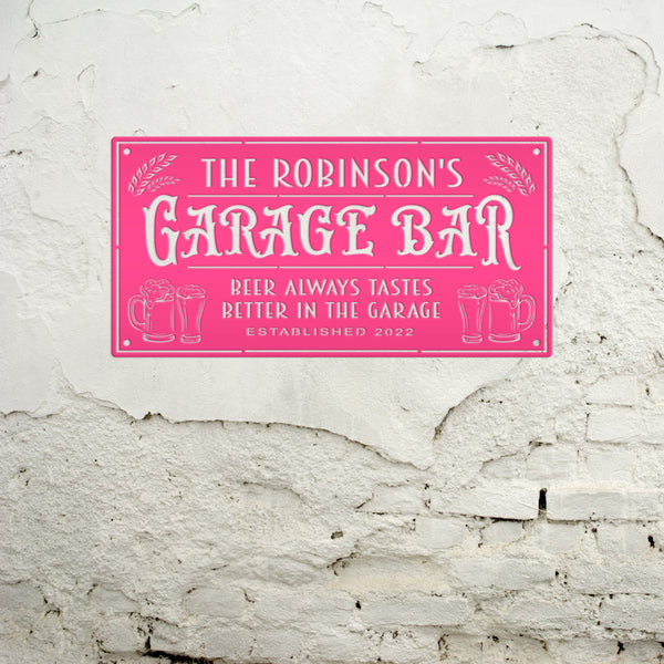 Custom Garage Bar Sign With Last Name Personalized Metal Garage Sign for Garage or Shop Signage For Man Cave Decor Father's Day Gift Idea