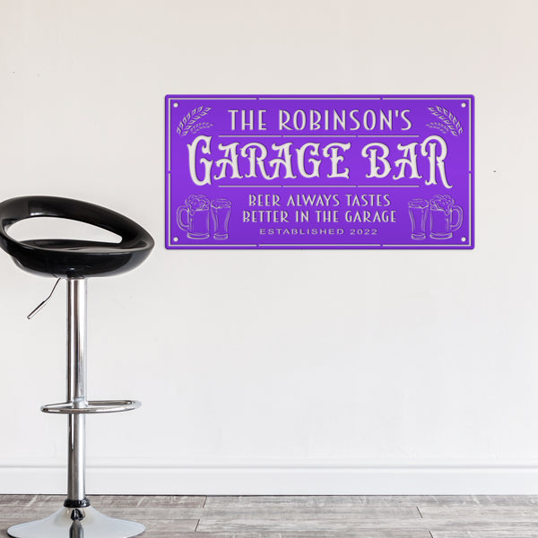 Custom Garage Bar Sign With Last Name Personalized Metal Garage Sign for Garage or Shop Signage For Man Cave Decor Father's Day Gift Idea