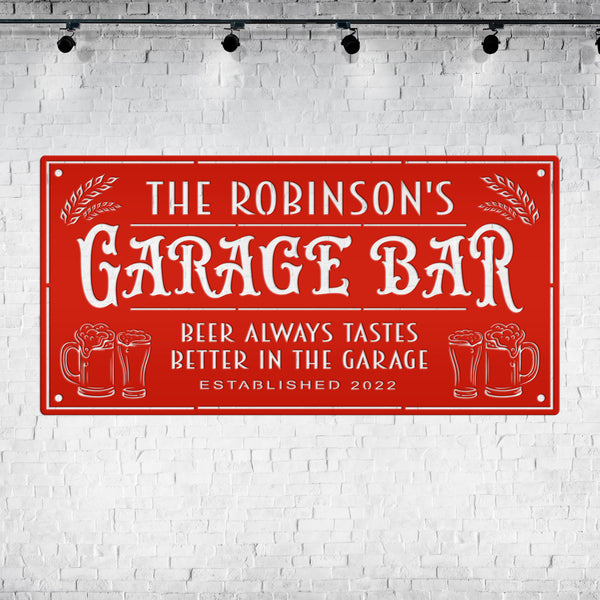 Custom Garage Bar Sign With Last Name Personalized Metal Garage Sign for Garage or Shop Signage For Man Cave Decor Father's Day Gift Idea