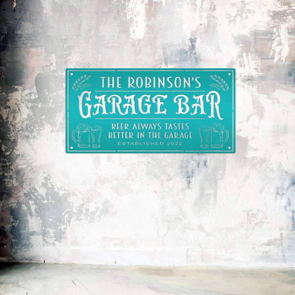 Custom Garage Bar Sign With Last Name Personalized Metal Garage Sign for Garage or Shop Signage For Man Cave Decor Father's Day Gift Idea