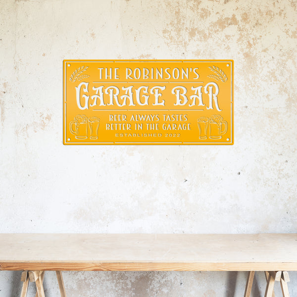 Custom Garage Bar Sign With Last Name Personalized Metal Garage Sign for Garage or Shop Signage For Man Cave Decor Father's Day Gift Idea