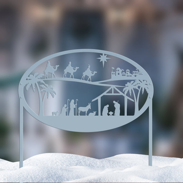 Christmas Nativity Metal Sign with Heavy Duty Yard Stakes-Extra Large Outdoor Nativity Scene