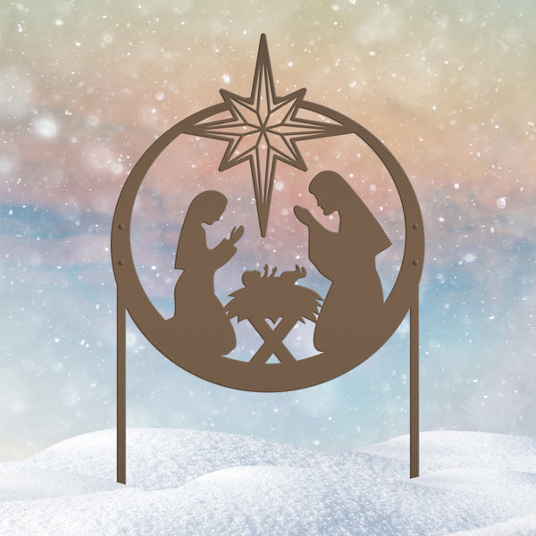 Large Metal Nativity Sign with Heavy Duty Yard Kit, Christmas Yard Decor, 40 inch Natvity Sign, Heavy Duty Outdoor Nativity Sign