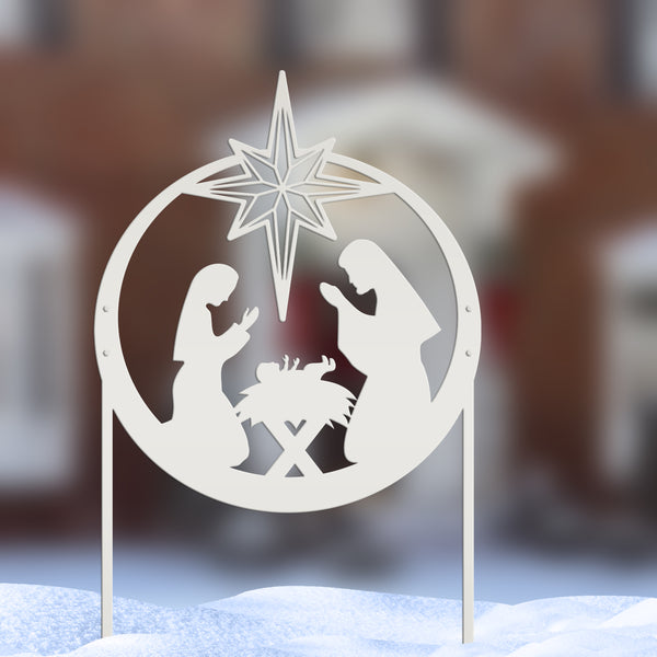 Large Metal Nativity Sign with Heavy Duty Yard Kit, Christmas Yard Decor, 40 inch Natvity Sign, Heavy Duty Outdoor Nativity Sign