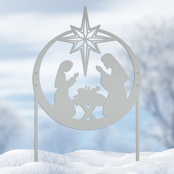 Large Metal Nativity Sign with Heavy Duty Yard Kit, Christmas Yard Decor, 40 inch Natvity Sign, Heavy Duty Outdoor Nativity Sign